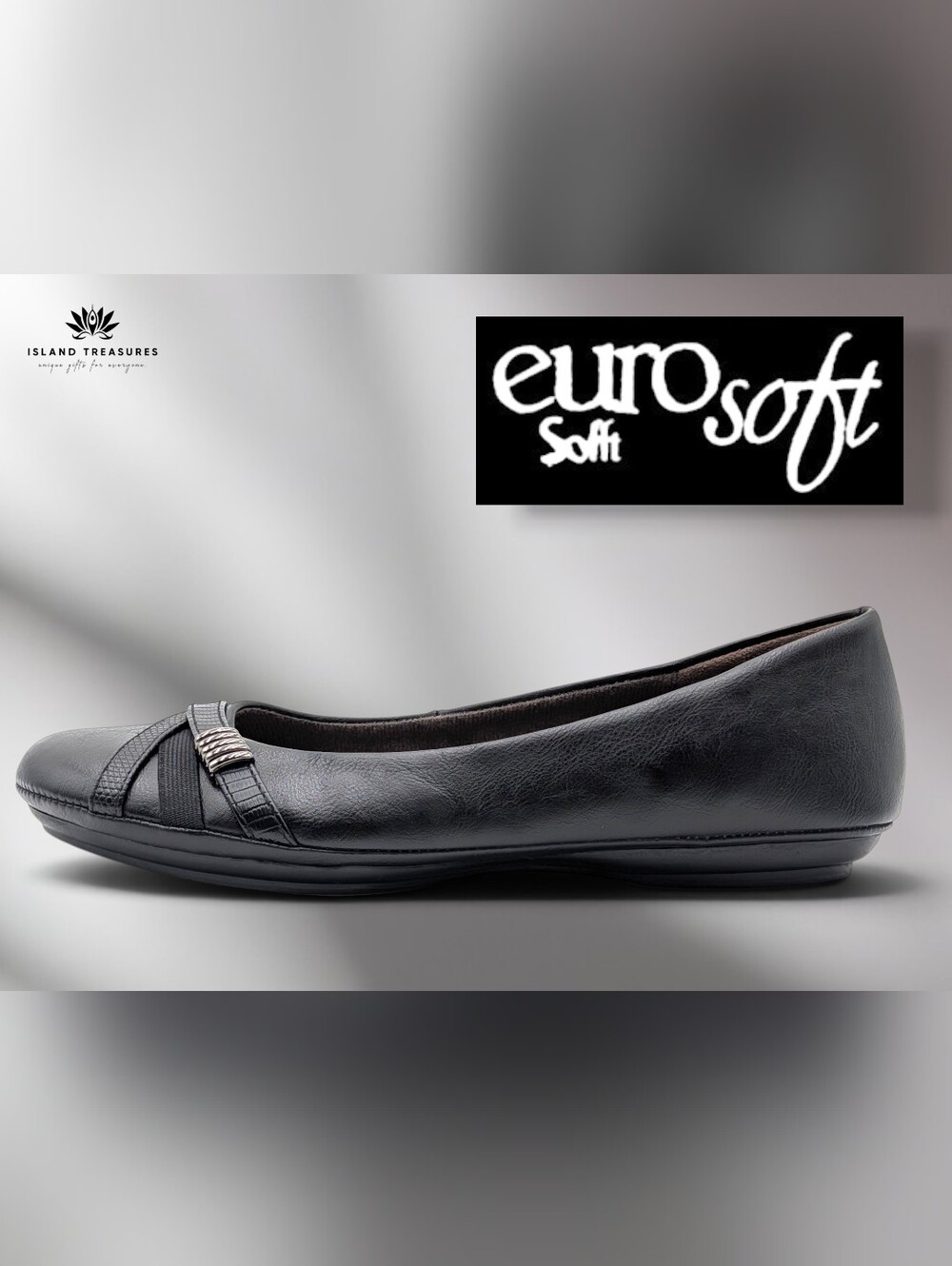 Eurosoft by Sofft Shaina Ballet Flats Sz 8M Black Woven Toe Detail